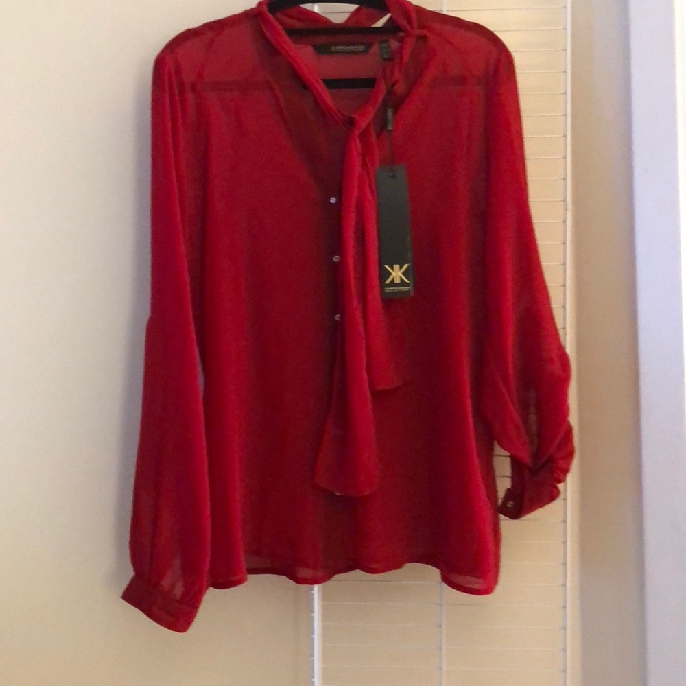 $25 1 day sale! Kardashian collared bow blouse